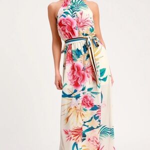 Lulus Floral Print Halter Maxi Dress